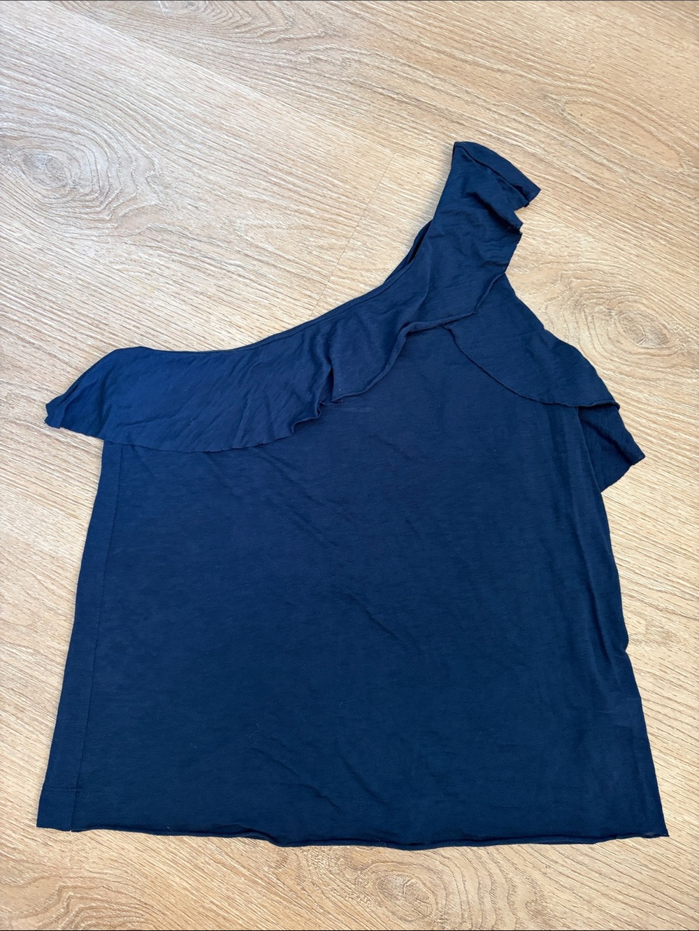 Nation LTD One-Shoulder Ruffle top - Navy Blue size Large